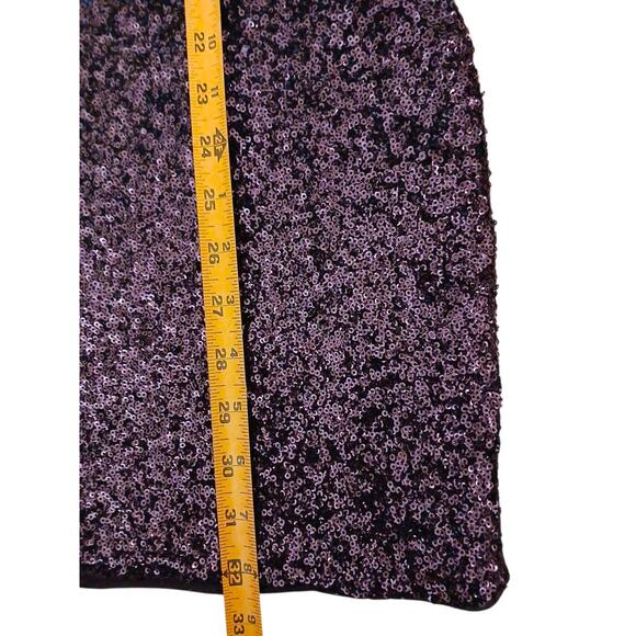 Sequins Strong Shoulder Mini Dress M Purple Holiday Party New Year Sparkle Shiny - Picture 13 of 16